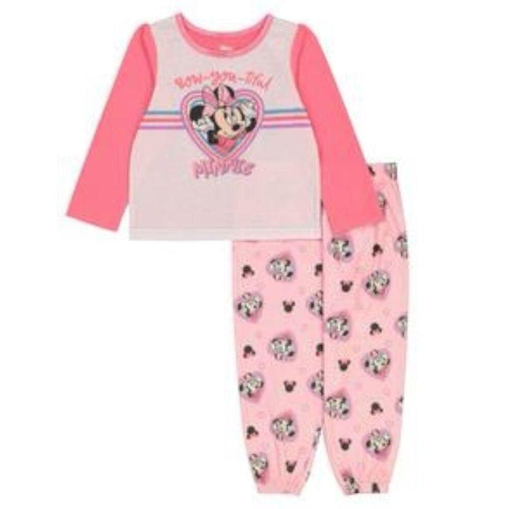 NEW Disney Minnie Mouse Toddler Pajamas 2-Piece Set Size 3T Long Sleeve Pink